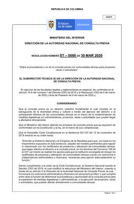 Ministerio Del Interior Dirección De La Autoridad