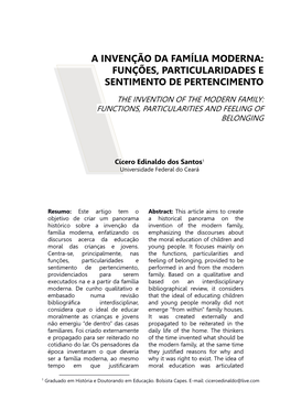 A Invenção Da Família Moderna: Funções, Particularidades E Sentimento De Pertencimento