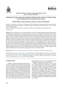 146 Since 1961 Distribution of Organic Matter and Evaluation of Brittleness