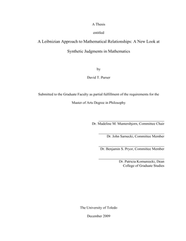 A Leibnizian Approach to Mathematical Relationships: a New Look at Synthetic Judgments in Mathematics