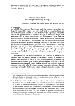 SPLIT-ERGATIVITY in HITTITE Petra Goedegebuure (University of Chicago)