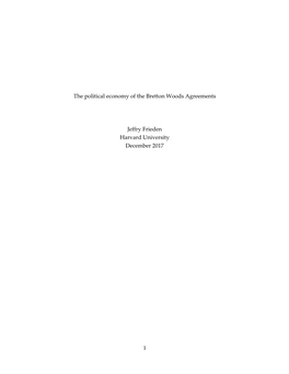 The Political Economy of the Bretton Woods Agreements Jeffry Frieden