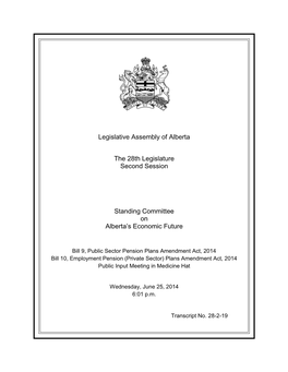 Legislative Assembly of Alberta the 28Th Legislature Second Session