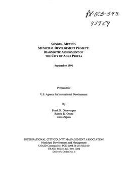 I I I I I I I I I I I I I I Sonora, Mexico Municipal Development Project