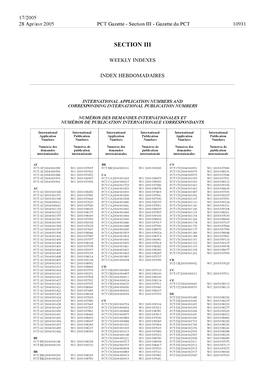 PCT Gazette, Weekly Issue No. 17, 2005