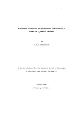 By H.D.V. PRENDERGAST a Thesis Submitted for the Degree of Doctor of Philosophy of the Australian National University. January 1