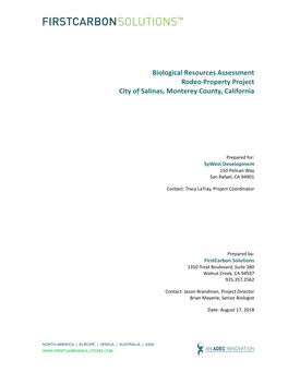 Biological Resources Assessment Rodeo Property Project City of Salinas, Monterey County, California