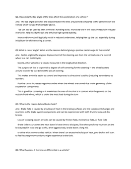 Q1. How Does the Toe Angle of the Tires Affect the Acceleration of a Vehicle?