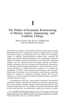 The Politics of Economic Restructuring in Mexico: Actors, Sequencing, and Coalition Change