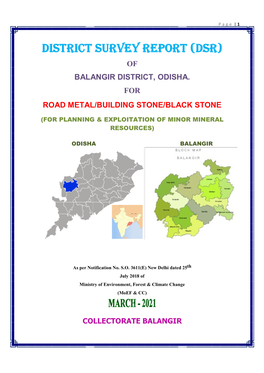 Y Report (Dsr) of Balangir District, Odisha