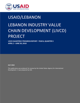 Usaid/Lebanon Lebanon Industry Value Chain Development (Livcd) Project