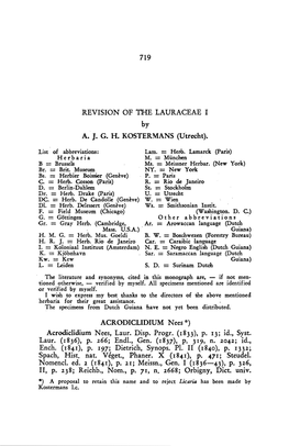 Revision of the Lauraceae I