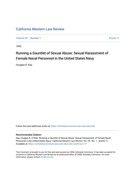 Sexual Harassment of Female Naval Personnel in the United States Navy