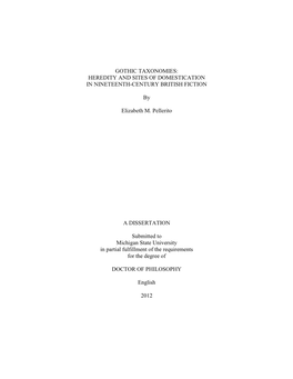 Gothic Taxonomies: Heredity and Sites of Domestication in Nineteenth-Century British Fiction