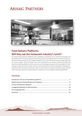 Food Delivery Platforms: Will They Eat the Restaurant Industry's Lunch?