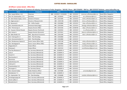 All Officers' Contact Details - Office Wise Coffee Board, Ministry of Commerce & Industry, Government of India, Bangalore - 560 001