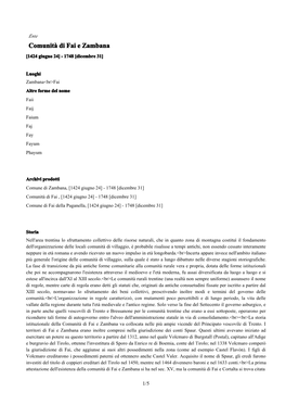 Comunità Di Fai E Zambana [1424 Giugno 24] - 1748 [Dicembre 31]