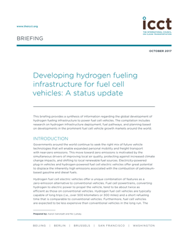 Developing Hydrogen Fueling Infrastructure for Fuel Cell Vehicles: a Status Update