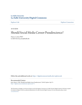 Should Social Media Censor Pseudoscience? Nancy L