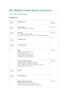 9Th INSEAD Private Equity Conference
