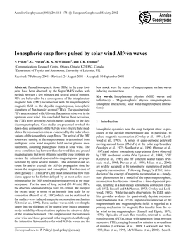 Ionospheric Cusp Flows Pulsed by Solar Wind Alfvén Waves