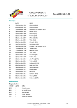 Critères De Sélection Championnats D'europe Indoor À Göteborg