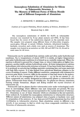 Isomorphous Substitution of Aluminium for Silicon in Tobermoritic Structure