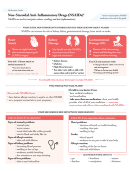 Non-Steroidal Anti-Inflammatory Drugs (Nsaids)* *See List of Prescription NSAID Nsaids Are Used to Treat Pain, Redness, Swelling, and Heat (Inflammation)