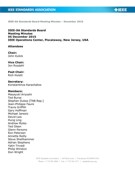 IEEE-SA Standards Board Meeting Minutes – December 2015