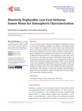 Massively Deployable, Low-Cost Airborne Sensor Motes for Atmospheric Characterization