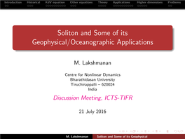 Soliton and Some of Its Geophysical/Oceanographic Applications