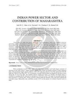 Indian Power Sector and Contribution of Maharashtra