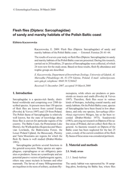 Flesh Flies (Diptera: Sarcophagidae) of Sandy and Marshy Habitats of the Polish Baltic Coast