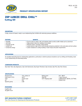 ZEP LUBEZE DRILL CHILL™ Cutting Oil