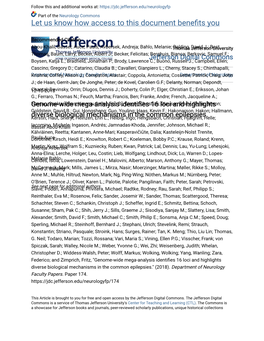 Genome-Wide Mega-Analysis Identifies 16 Loci and Highlights Diverse Biological Mechanisms in the Common Epilepsies." (2018)