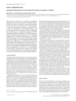 Spontaneous Regression of Untreatable Mycoplasma Genitalium Urethritis