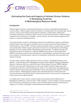 Estimating the Costs and Impacts of Intimate Partner Violence in Developing Countries a Methodological Resource Guide