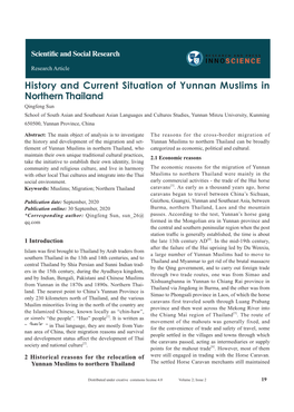 History and Current Situation of Yunnan Muslims in Northern Thailand