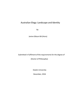 Australian Elegy: Landscape and Identity