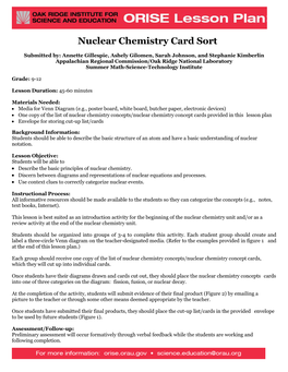 Nuclear Chemistry Card Sort