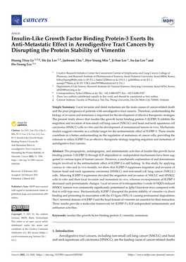 Insulin-Like Growth Factor Binding Protein-3 Exerts Its Anti-Metastatic Effect in Aerodigestive Tract Cancers by Disrupting the Protein Stability of Vimentin