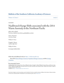 Nudibranch Range Shifts Associated with the 2014 Warm Anomaly in the Northeast Pacific
