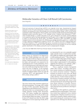 Molecular Genetics of Clear-Cell Renal Cell Carcinoma James Brugarolas