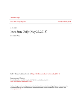 Iowa State Daily, May 2018 Iowa State Daily, 2018