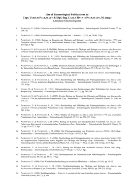 List of Entomological Publications by Capt. ULRICH PAUKSTADT & Dipl