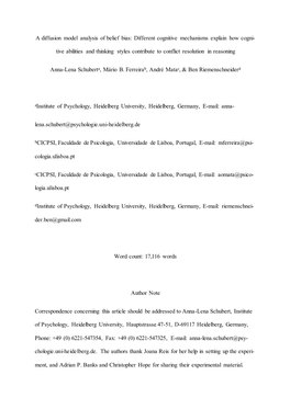 A Diffusion Model Analysis of Belief Bias: Different Cognitive Mechanisms Explain How Cogni