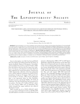 The Taxonomy, Larva and Ecology of Agrotis Buchholzi (Noctuidae) with a New Sibling Species from North Carolina