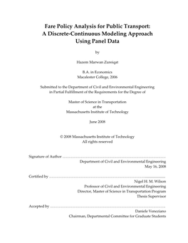 Fare Policy Analysis for Public Transport: a Discrete‐Continuous Modeling Approach Using Panel Data