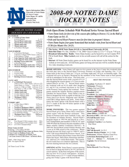 2008-09 Notre Dame Hockey Notes