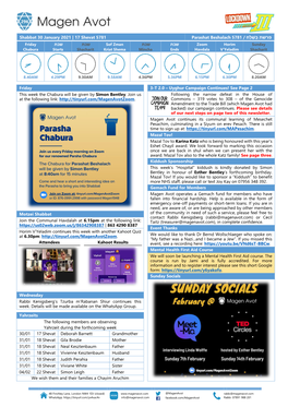 3-T 2.0 – Uyghur Campaign Continues! See Page 2 This Week the Chabura Will Be Given by Simon Bentley